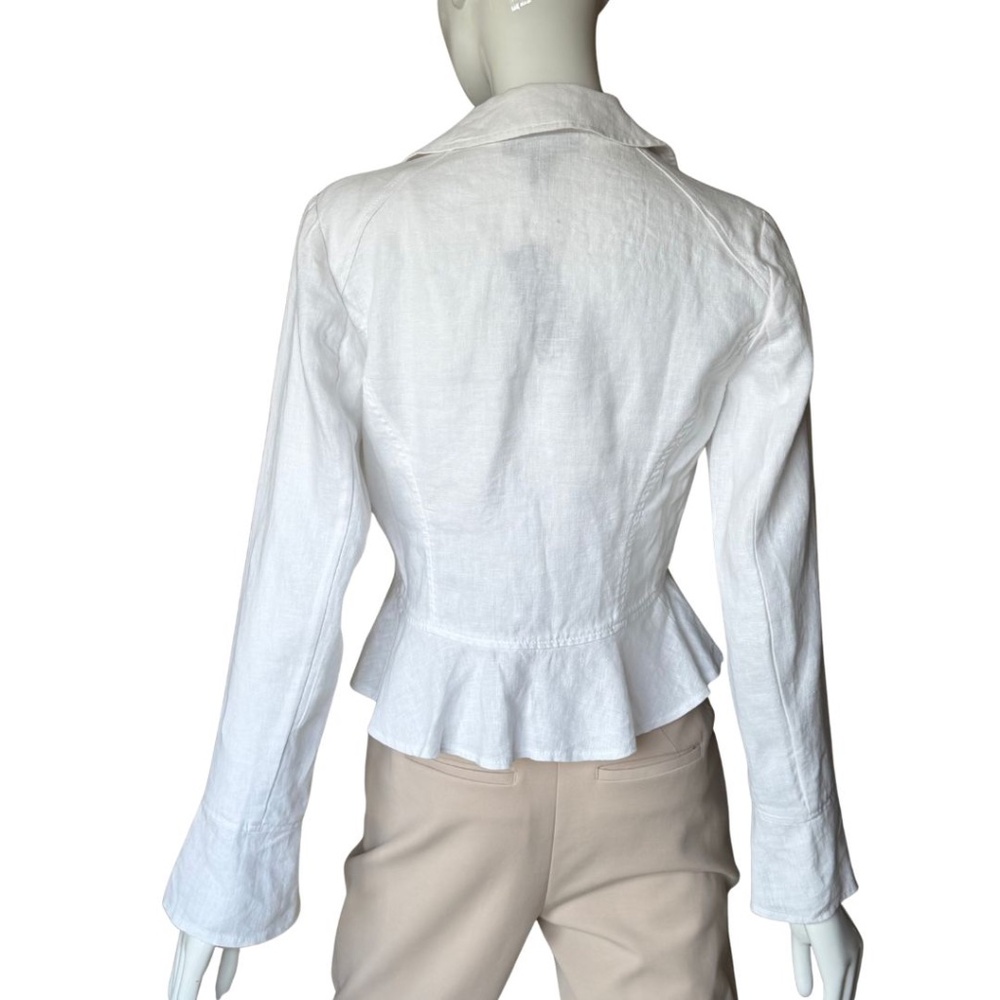 Inc International Concepts White Linen Ruffled Peplum Cropped Jacket Size S NWT - Picture 4 of 7
